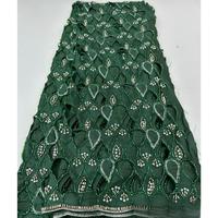 Tissu en dentelle brodée pour robe de mariée, avec perles et sequins, en maille, prix d'usine de gros pour femmes