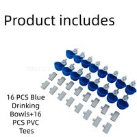 Nouvel ensemble de 16 abreuvoirs automatiques en PVC pour volailles, distributeur d'eau pour poulets, pigeons, cailles, cages d'élevage et fermes