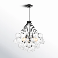 3 - Light Dimmable Sphere Lustres Glass Globe Shades Clear Bubble Mid-century Bathroom Ambient 3-light Cluster Pendant Light