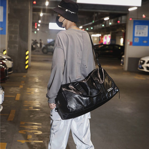 Sac de sport grande capacité, sac de voyage à bandoulière pour week-end, sac de voyage en PU imperméable, sac de voyage à courte distance, sac de voyage à motif géométrique - Product Image 3