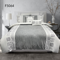 Ensemble de literie à rayures géométriques grises, ensemble de housse de couette brodée, 6 pièces pour chambre à coucher
