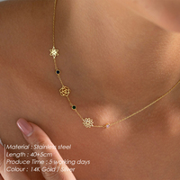 Collier EManco avec breloque florale espacée pierre de naissance, chaîne en câble plaqué or, bijou tendance pour le quotidien, les fêtes et les festivals, cadeau
