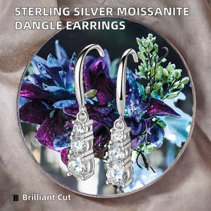 5mm 4mm & 3mm Moissanite Ladies Dangle Hook <b>Stud</b> Earrings 925 Sterling <b>Silver</b> Round Cut Dazzling <b>Studs</b> for Women - Product Image 2