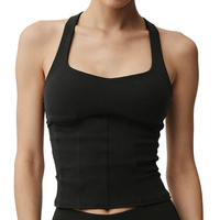 Soutien-gorge de sport dos nu pour femme, sensation seconde peau, antichoc, push-up, pour yoga, avec dos croisé, débardeur court pour la gym et l'entraînement