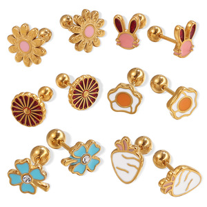 Cartoon Stud <b>Earrings</b> Zinc Alloy 18K Gold Plated For Women Irregular Shape Fashion Jewelry - Product Image 5