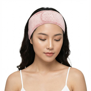 Thickened Coral Fleece Absorbent Headband With Hook And Loop Adjustable For Showering And Daily Use - Product Image 3
