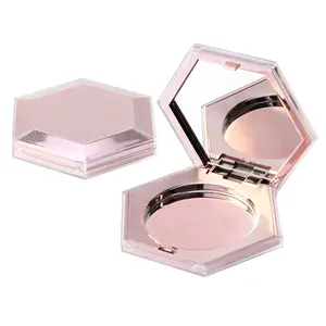 고급 선물 상자 홍당무 로즈 골드 홀로그램 컴팩트 케이스 거울이있는 라운드 컴팩트 파우더 케이스
