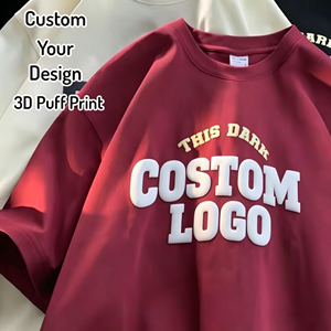 เสื้อยืดคอตตอนโอเวอร์ไซส์คุณภาพสูงแบบ OEM พิมพ์ลายโลโก้ 3 มิติแบบนูนด้วยโฟม ผู้ผลิตเสื้อยืดผู้ชาย ไซส์พลัสสำหรับผู้ชาย - Product Image 1