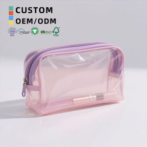 กระเป๋าใส่เครื่องสำอางแบบใส PVC ดีไซน์สองด้านสำหรับจัดเก็บผลิตภัณฑ์บำรุงผิว กันน้ำ สำหรับผู้หญิงและผู้ชาย - Product Image 1