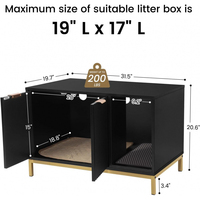 Geriffelte Katzenstreu-Einzäunung mit schwarzen goldenen Beinen, seitlichem Einstieg, Streu-Auffangmatte, wasserdichtem Oberteil, multifunktional für den Heimgebrauch