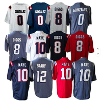Jahitan Berkualitas Terbaik Dapat Disesuaikan # 10 MEI # 0 GONZALEZ # 8 DIGGS # 12 BRADY  Jersey Sepak Bola Amerika