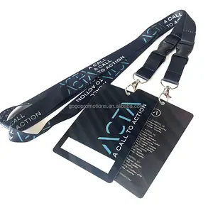 Cetak transfer panas kustom Logo Lanyard sublimasi poliester leher perdagangan show Lanyard dengan kartu kerja