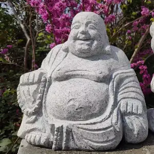 Ручная резная религиозная садовая гранитная статуя смеющегося Будды