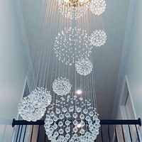 Luminaires de plafond pour hall d'hôtel, long escalier rond k9 cristal, éclairage de luxe, lustre goutte de pluie