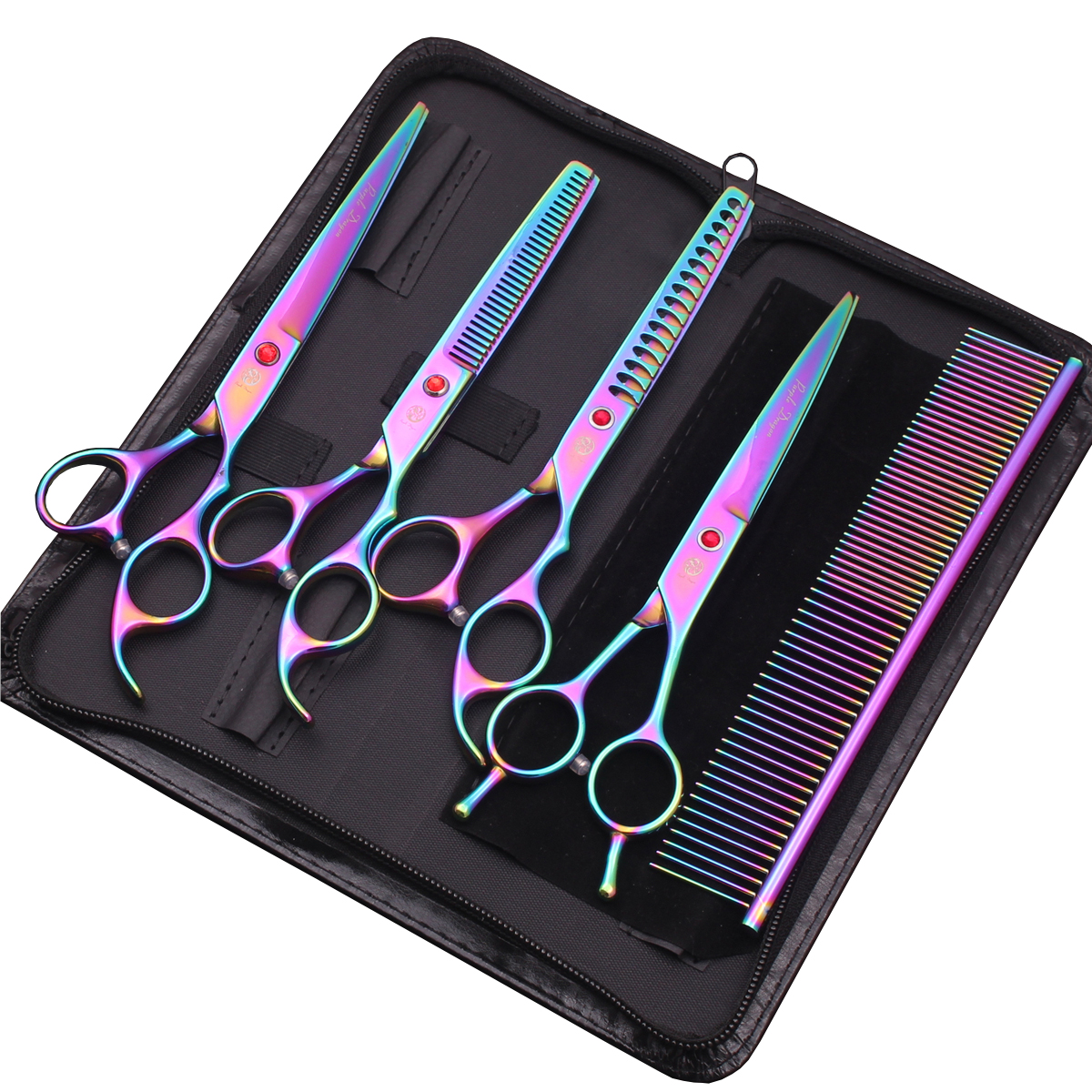Purple Dragon Dog Grooming Scissors Kit - 7