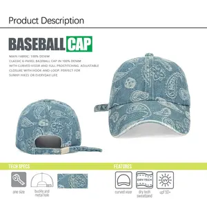 Custom Logo Hip Hop Cowboy Sport Baseball Cap Distressed Sun Protection Washed Denim Vintage Baseball Cap