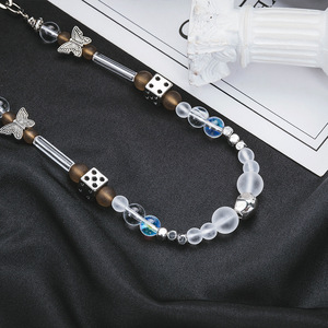 Collar de mariposa de dados de perlas, accesorios de hip-hop para hombres y mujeres, cadena de clavícula con cuentas hecha a mano de nicho de marca de moda - Product Image 6