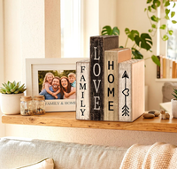4 pièces Décoration de table style ferme Livres en bois Panneau Famille Doux Nid Doux