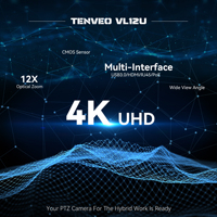Fábrica de cámaras PTZ 4K NDI, superventas, cámara 4K de seguimiento automático NDI con controlador, cámara PTZ de transmisión en vivo con zoom 12X