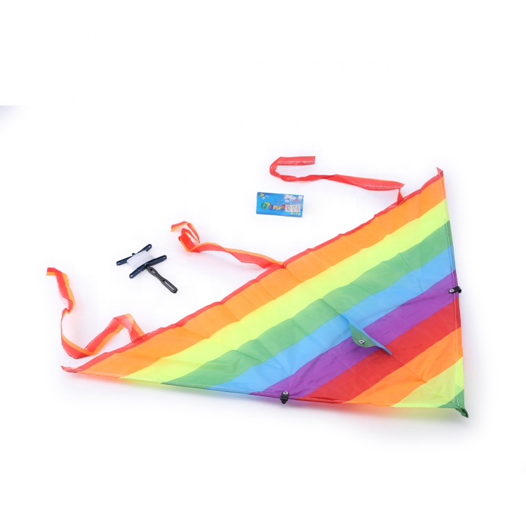 90ซม.Triangle Kite สำหรับเด็กผู้ใหญ่สายรุ้งสีกีฬากลางแจ้งของเล่นสายด้ายบิน Cometas