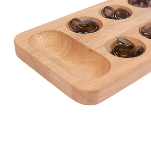 Jeu de société éducatif en bois <span class=keywords><strong>Mancala</strong></span> avec 48 pions, jeu d'intelligence pour enfants, couleur bois naturel - Product Image 4