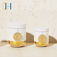 C & H Conception Personnalisée Advanced Luxury Gold Label Céramique Reed Diffuseur Bouteille Bougie Pot Avec Couvercle