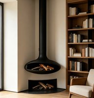 Cheminée suspendue décorative noire pour salon, chauffage rotatif, en promotion