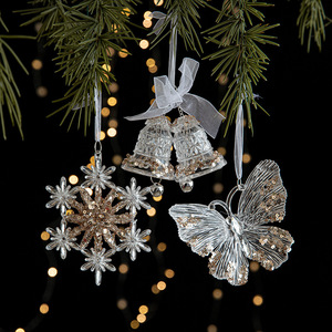Ornamenti Natalizi Trasparenti in Acrilico a Forma di <span class=keywords><strong>Fiocco</strong></span> di <span class=keywords><strong>Neve</strong></span>, Stampati in 1 Colore, per Decorazioni Albero di Natale e Festività - Product Image 3
