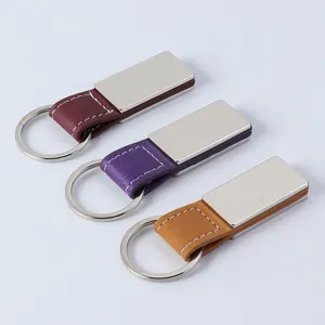 High Quality Personalized Cheap Car Key Tag Designer Logo Sublimation Blank 3d Keyring Custom Metal Keychain Leather