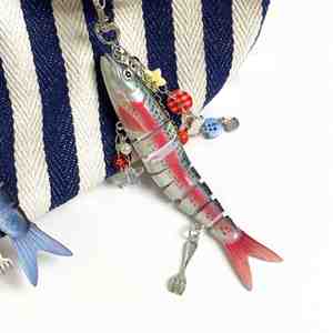 Fish Keychain Bionic Fish Bait Bait Keychain Ocean Small Fish Multi Section Charms <b>Accessories</b> Bag <b>Key</b> Chain Father's Day Gift - Product Image 5