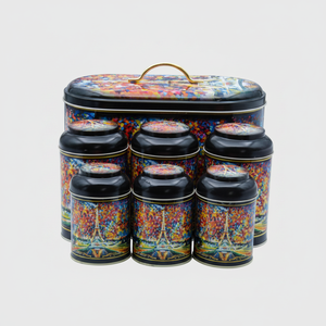 Kontensan Ensemble de 7 boîtes rondes en métal pour la cuisine avec couvercle en dôme, design Afremov Paris - Product Image 2