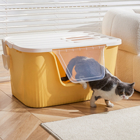 Bac à litière pour chat semi-fermé direct d'usine avec grand espace nettoyage facile et accessoire de toilette pour chat anti-éclaboussures