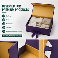 Boîte cadeau carrée à fermeture magnétique, en papier, sur mesure, réutilisable, avec doublure en carton violet et or, pliable