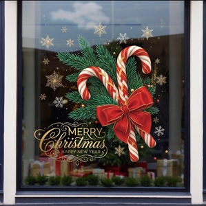 Ensemble d'autocollants électrostatiques pour fenêtre de Noël, flocons de neige, bonbons de Noël, sapins, décorations de fenêtre en verre sans adhésif pour la maison - Product Image 1