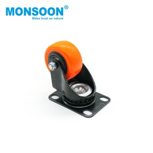 ล้อไนลอนล้อหมุนสำหรับอุตสาหกรรมขนาดกลาง1.5นิ้วล้อเบรกล้อเข็นสีส้ม - Product Image 2