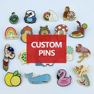 Produsen Pin kerah kustom label lencana Desain Logo Anda sendiri kerajinan logam Pin Enamel lembut