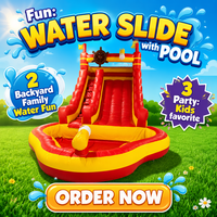 Toboggan aquatique gonflable commercial en PVC de 23 pieds, thème bateau pirate tropical, avec piscine, pour enfants, intérieur/extérieur, idéal pour les fêtes dans la cour