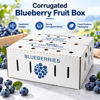 Boîte d'emballage respirante en carton ondulé de qualité alimentaire pour myrtilles, avec trous de ventilation pour l'expédition de fruits frais, certifiée