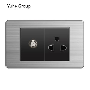 Panel de aluminio cepillado, interruptor tailandés, toma de corriente para computadora, toma de corriente de pared con USB tipo C - Product Image 6