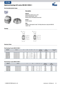 Rodamiento de Articulación de Acero Inoxidable K1324 KIPP Serie K DIN ISO 12240-1 con Revestimiento de PTFE, Libre de Mantenimiento y Autoalineable - Product Image 5