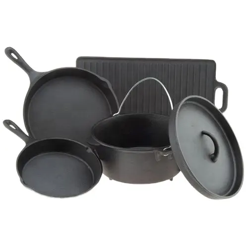 2018 Hot Sales Gourmet 5 Stuk Gietijzeren Kookgerei Set/Patio Pan Nederlandse Oven