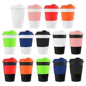 Taza de café de plástico reutilizable de 12oz respetuosa con el medio ambiente con banda de silicona y tapa Regalo promocional EK002 <span class=keywords><strong>Ecco</strong></span> Kuppa 12oz en stock - Product Image 2