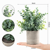 Plantes artificielles en plastique en gros, mini-pots d'eucalyptus et de romarin, sans entretien, pour bureau et maison