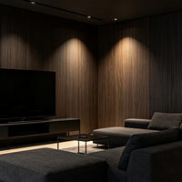 Panneau mural en PVC à grain de bois en fibre de charbon de bambou de 1,22 m de large, design moderne, ignifuge et imperméable pour villas et commerces