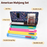 Nouvel Arrivage 2026 – Ensemble de Mahjong Style Américain 166 Pièces avec Tuiles en Acrylique, 4 Joueurs, Supports Tout-en-un, Jetons/Dés pour la Maison
