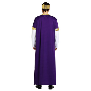 Costume de Robe de Roi Arabe de Luxe pour Hommes pour Halloween Cosplay Party Robe Blanche et Violette avec Bandeau de Roi - Product Image 2