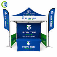 Tente de réception pliable 10x20 avec cadre en aluminium étanche, marque privée, ensemble de drapeaux plume pour comptoir, exposition commerciale extérieure