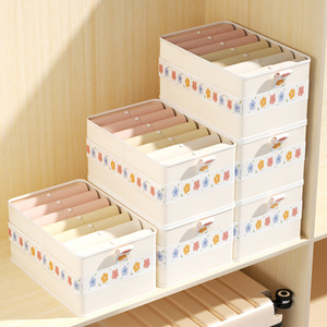 Floral Patterned Clothing Storage <b>Box</b> Rectangle Foldable Stackable Lidless For Home Bedroom <b>Wardrobe</b> Student Dormitory Use - Product Image 1
