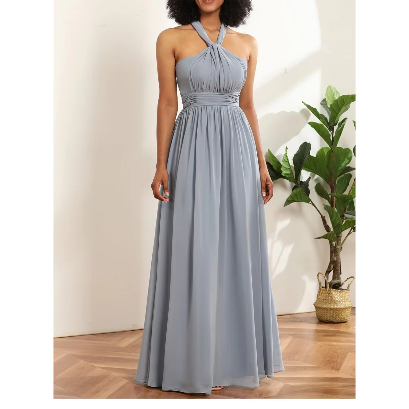 sachin and babi light blue dress Light Pink Tropical Print Chiffon Dress - Maxi Dresses
