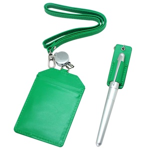 Soft PU Leather Badge <b>Holder</b> with Pen <b>Holder</b> Working Name Badge <b>Id</b> Card Badge <b>Holder</b> with Retractable Strap Lanyard - Product Image 5